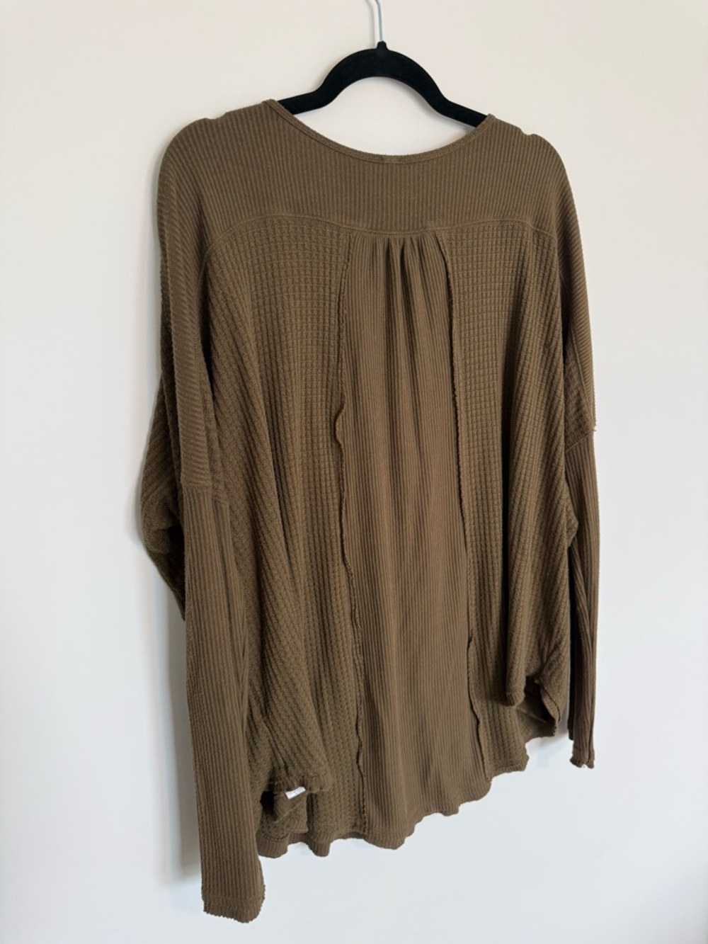Free People Olive Waffle Henley Long-Sleeve Top - Picture 2 of 8